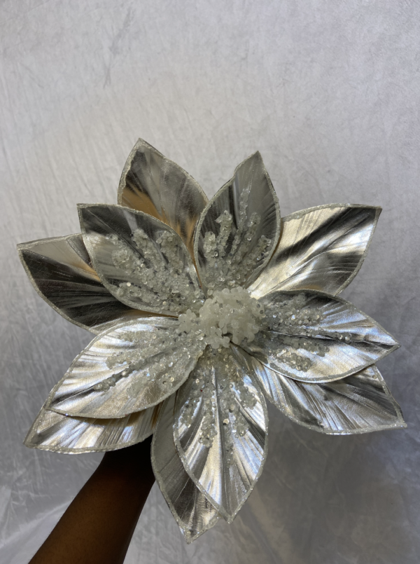 Silver leather flower