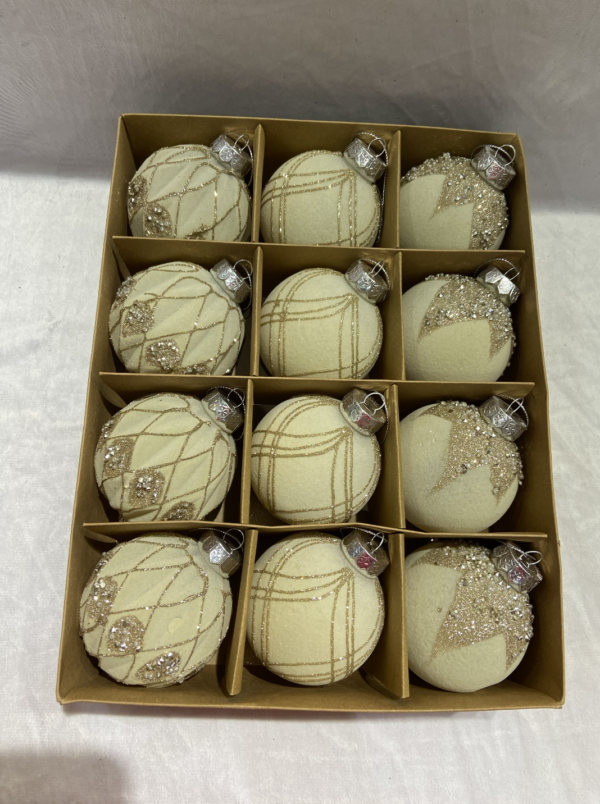 8cm cream velvet beaded ball