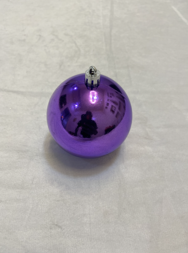 8cm glossy purple baubles